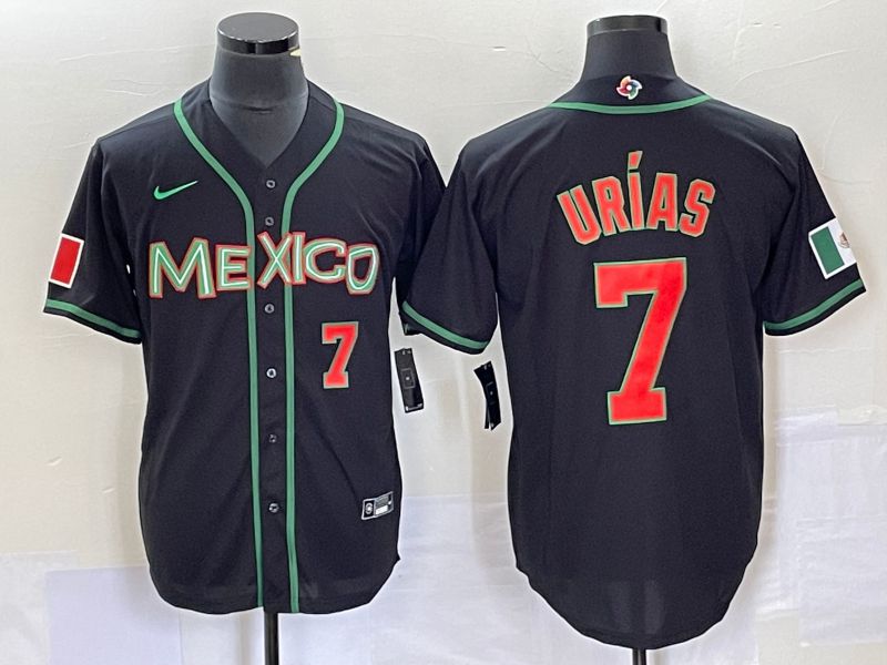 Men 2023 World Cub Mexico #7 Urias Black red Nike MLB Jersey2->more jerseys->MLB Jersey